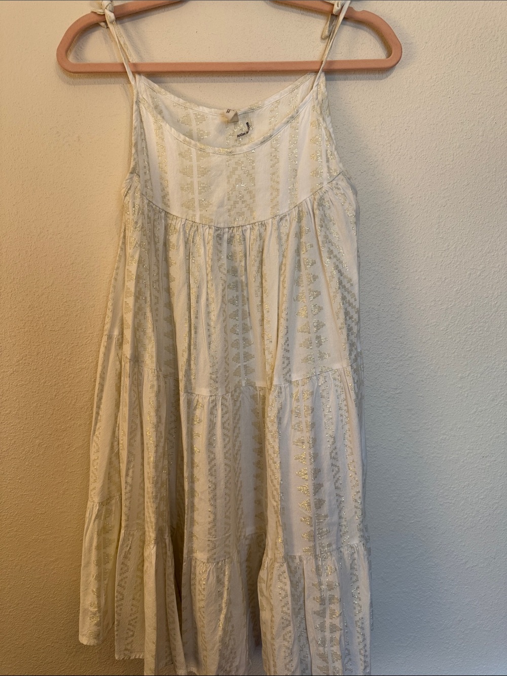 Elan White Dress with Silver Metallic Details
